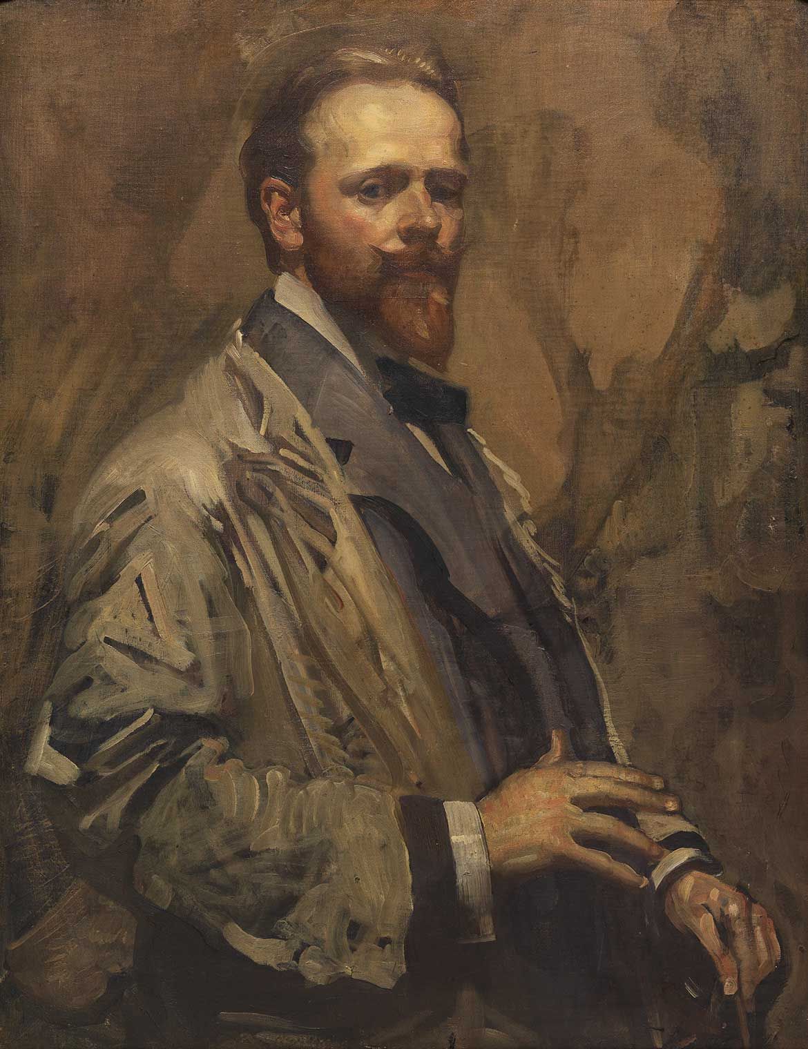 George W Lambert, Australia/England 1873-1930 / Self portrait (unfinished) c.1907 / Oil on canvas / 92.1 x 71.3cm / Gift of Dr Robert Graham Brown 1942 / Collection: Queensland Art Gallery | Gallery of Modern Art