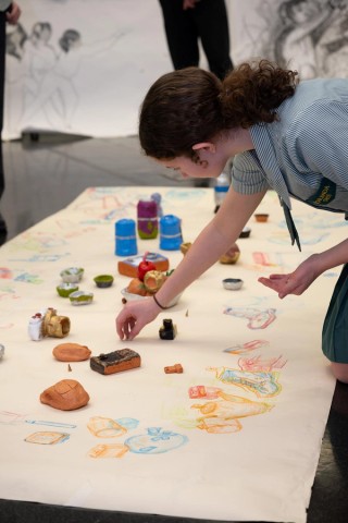 Students installing artwork during final session of Art Academy / Photograph: N Umek © QAGOMA