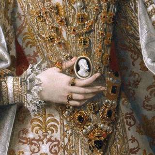 Alonso Sánchez Coello and workshop, Benifairó de les Valls, Valencia c.1531 – 1588, Madrid / The infanta Isabella Clara Eugenia and Magdalena Ruiz (La infanta Isabel Clara Eugenia y Magdalena Ruiz) (detail) c.1585-88 / Oil on canvas / Collection: Museo Nacional del Prado / © Photographic Archive, Museo Nacional del Prado, Madrid