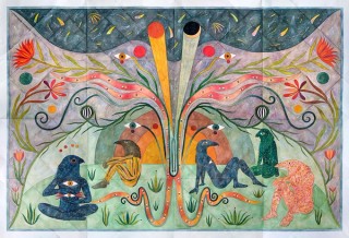 Rithika Merchant, India b.1986 / Temporal Structures 2023 / Gouache, watercolour and ink on paper / 105 x 150cm / Courtesy: The artist and TARQ, Mumbai / © Rithika Merchant