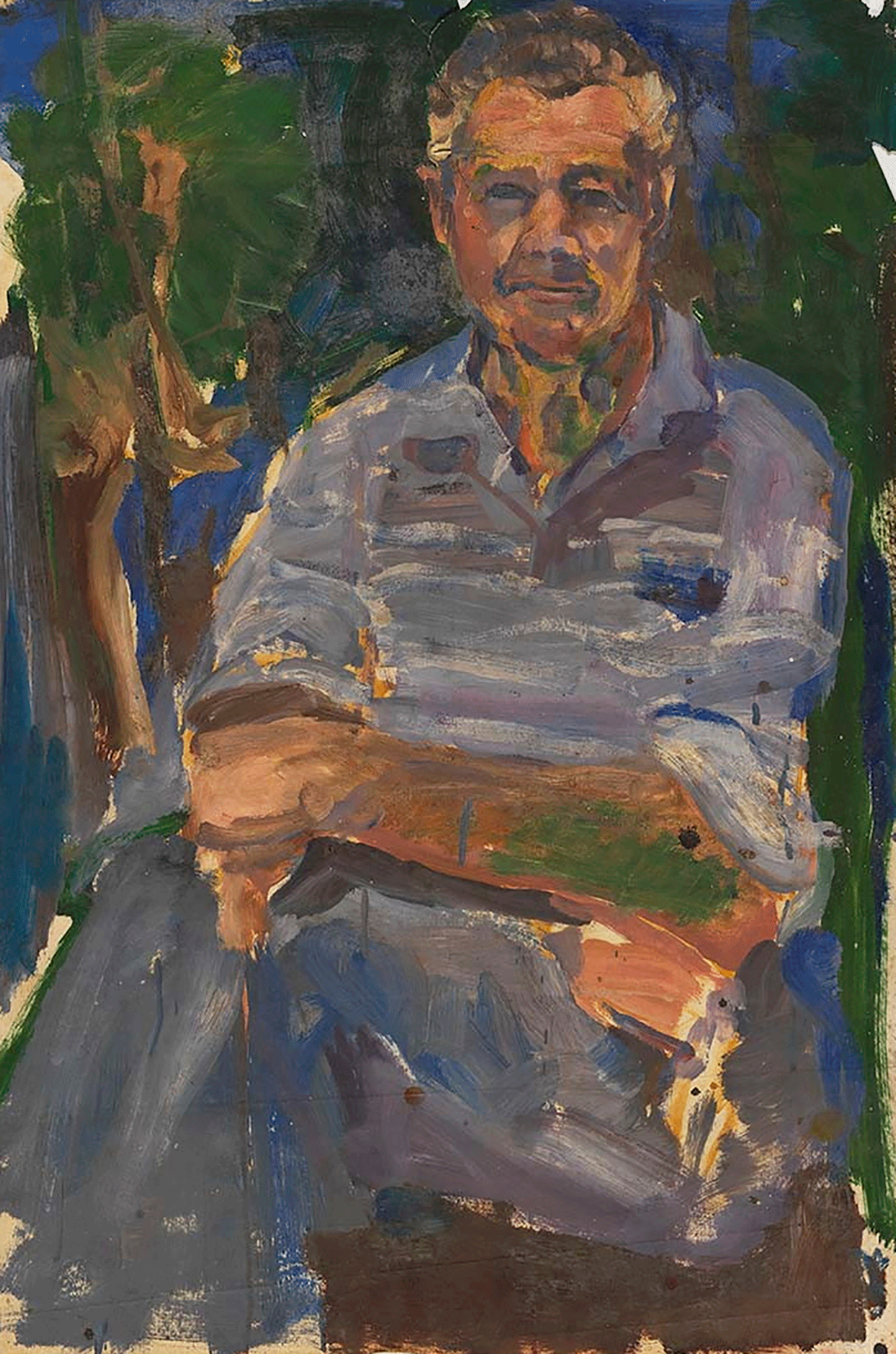 Mervyn Moriarty, Australia 1937-2021 / Study for ‘Portrait of Bernard O’Reilly’ 1964 / Gouache on paper / 75.9 x 50.8cm / Gift of Barbara Stevens 1992 / Collection: Queensland Art Gallery | Gallery of Modern Art / © QAGOMA