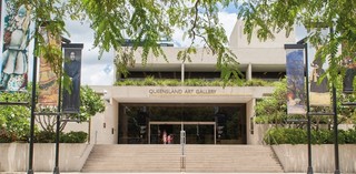The Indigenous Australian Collection at the Queensland Art Gallery featuring the triptych neither pride nor courage 2006 by Vernon Ah Kee/ © Vernon Ah Kee/Copyright Agency