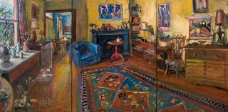 Margaret Olley, Australia, b.1923 / Yellow Room triptych 2007 / Oil on board /138 x 290cm / Purchased through The Yellow Room Appeal 2013 / Collection: New England Regional Art Museum.