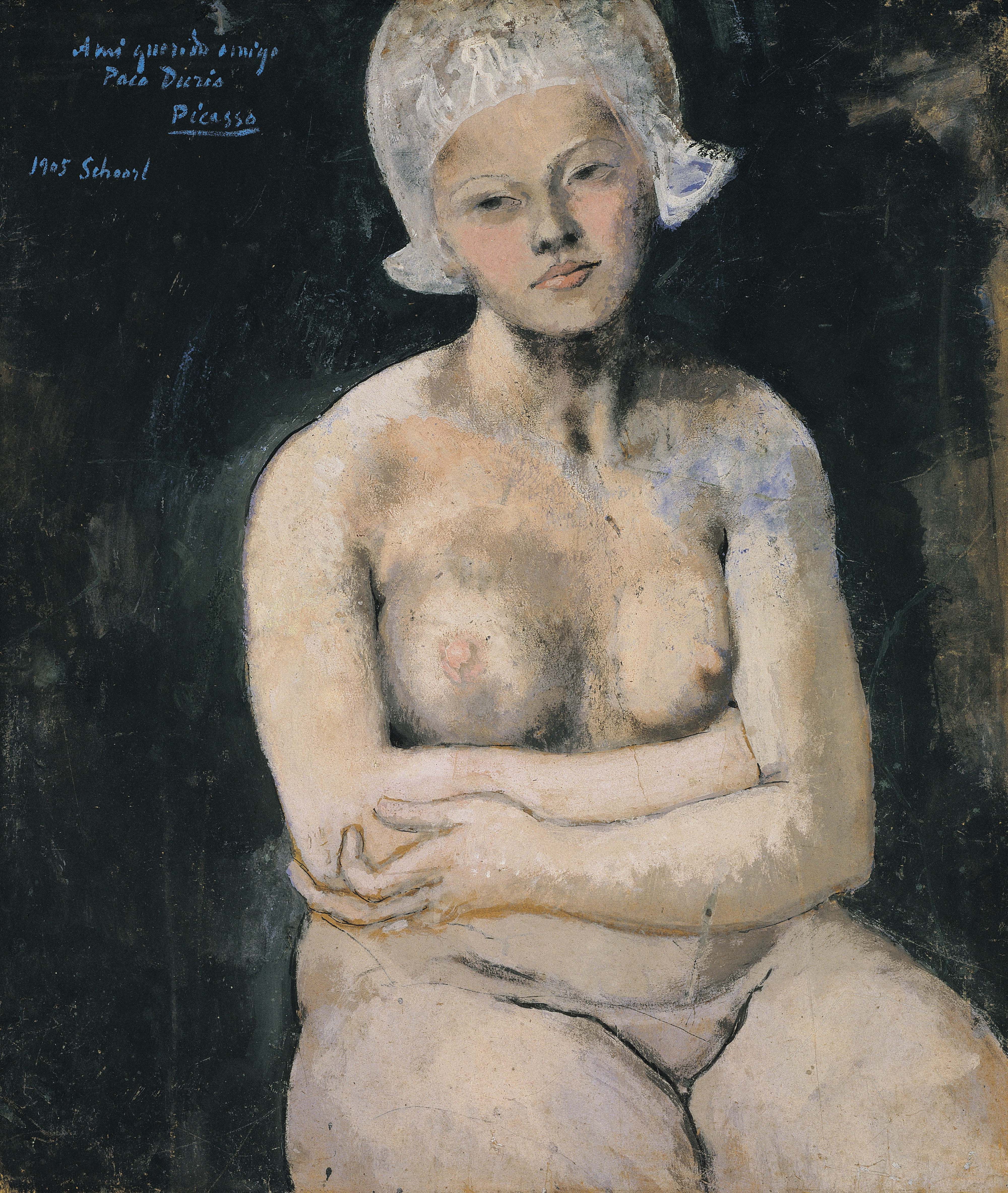 Pablo Picasso, Spain 1881–1973 / La Belle Hollandaise 1905 / Gouache, oil and chalk on cardboard laid down on wood / 77.1 x 65.8cm / Purchased 1959 with funds donated by Major Harold de Vahl Rubin / Collection: Queensland Art Gallery | Gallery of Modern Art / © Succession Picasso/Copyright Agency