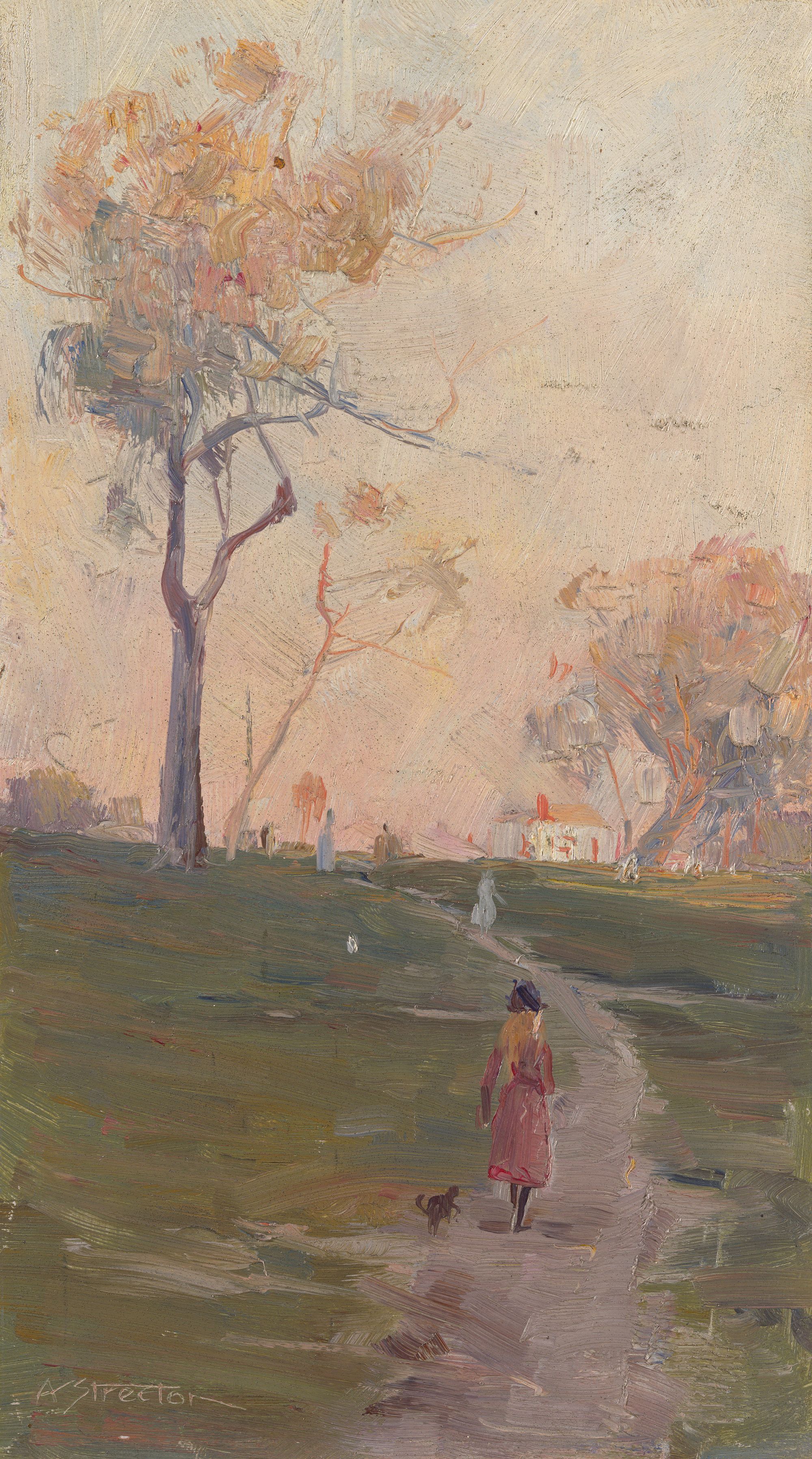 Arthur Streeton, Australia 1867–1943 / The road up the hill c.1889 / Oil on cardboard / 22.8 x 13.2 cm / Purchased 1956 / Collection: Queensland Art Gallery | Gallery of Modern Art