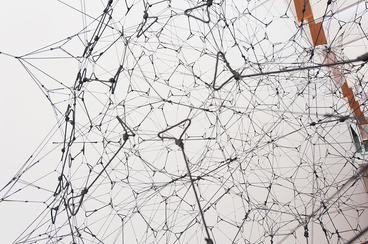 Tomás Saraceno, Argentina b.1973 / Biosphere cluster 2009 / PVC, rope, nylon monofilament, acrylic, Tillandsia plants, air pressure regulator system, hydration system / Purchased 2014 with funds from Tim Fairfax, AC, through the Queensland Art Gallery | Gallery of Modern Art Foundation / Collection: Queensland Art Gallery | Gallery of Modern Art / © Tomás Saraceno