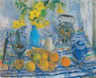 Margaret Olley, Australia 1923-2011 / Allamandas I c.1955-58 / Oil on canvas / 75 x 92.3 cm / Purchased 1961 / Collection: Queensland Art Gallery | Gallery of Modern Art / © QAGOMA