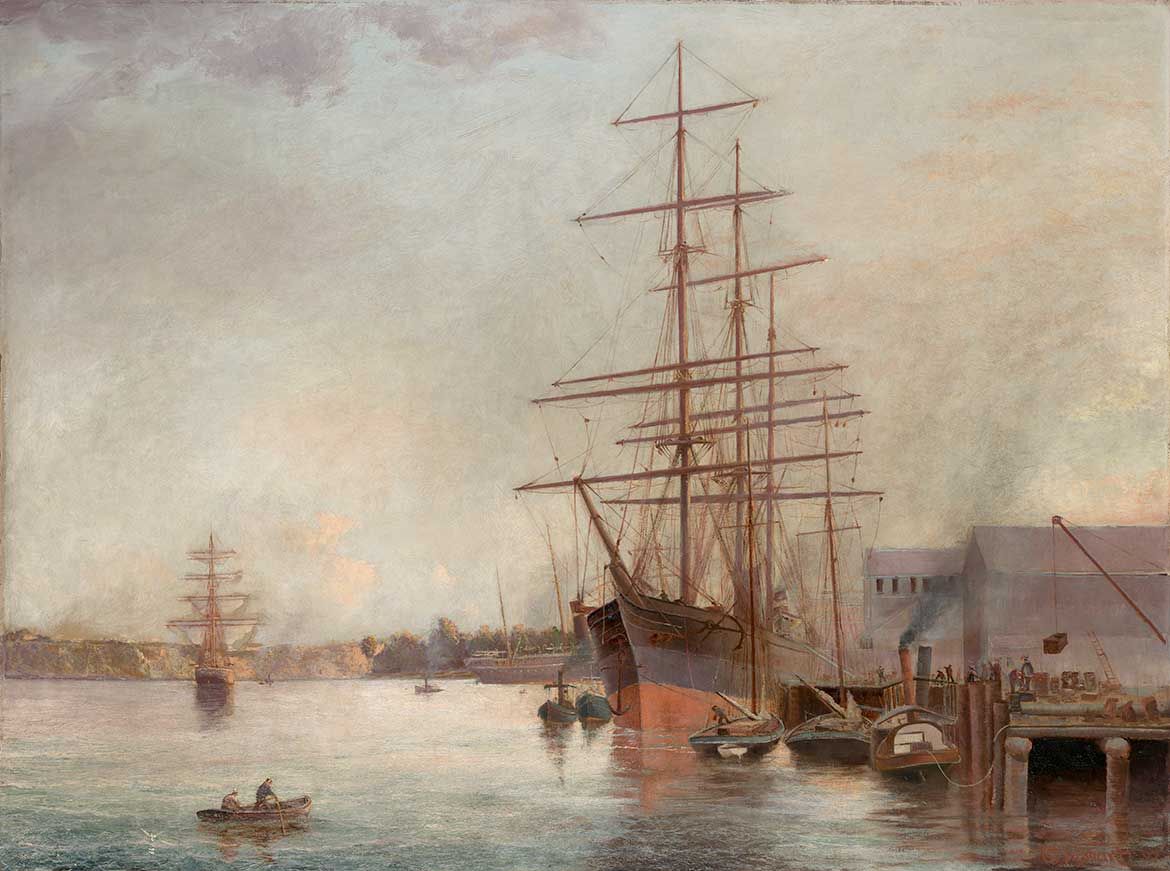 George Wishart, Australia/Queensland 1872-1921 / A busy corner of the Brisbane River 1897 / Oil on canvas / 76 x 101.5cm / Acquired before 1962 / Collection: Queensland Art Gallery | Gallery of Modern Art