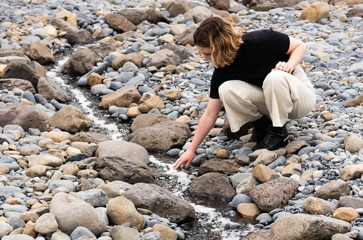 Olafur Eliasson, Denmark b.1967 / Riverbed 2014 (installation view, GOMA, 2019) / Water, rock (volcanic stones [blue basalt, basalt, lava], other stones, gravel, sand), wood, steel, plastic sheeting, hose, pumps / Purchased 2021. The Josephine Ulrick and Win Schubert Charitable Trust. Collection: The Josephine Ulrick and Win Schubert Charitable Trust, QAGOMA / Collection: Queensland Art Gallery | Gallery of Modern Art / © 2014 Olafur Eliasson / Photograph: N Harth © QAGOMA