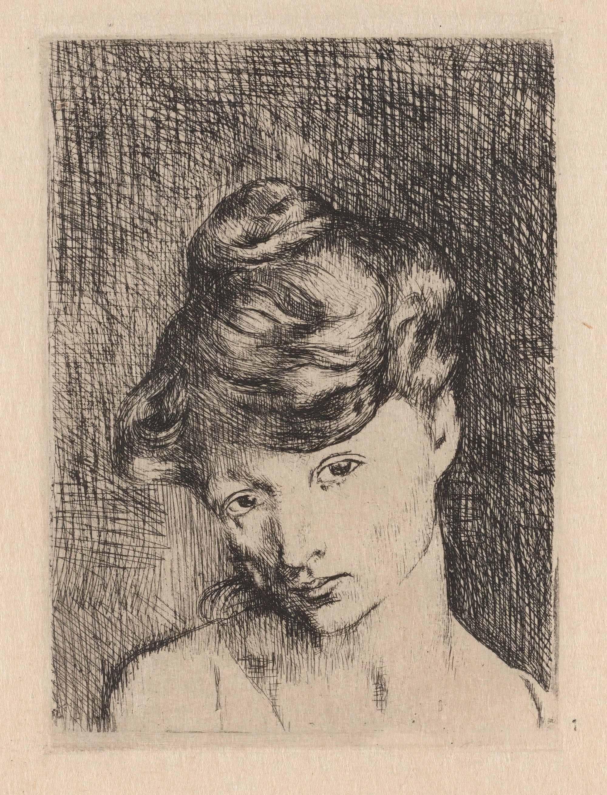 Pablo Picasso, Spain 1881–1973 / Téte de Femme: Madeleine (from 'La Suite des Saltimbanques' series) 1905, printed 1913 / Etching on Japan paper / 48.6 x 33.3cm / Purchased 2022 with funds from the Henry and Amanda Bartlett Trust through the QAGOMA Foundation / Collection: Queensland Art Gallery | Gallery of Modern Art / © Succession Picasso/Copyright Agency