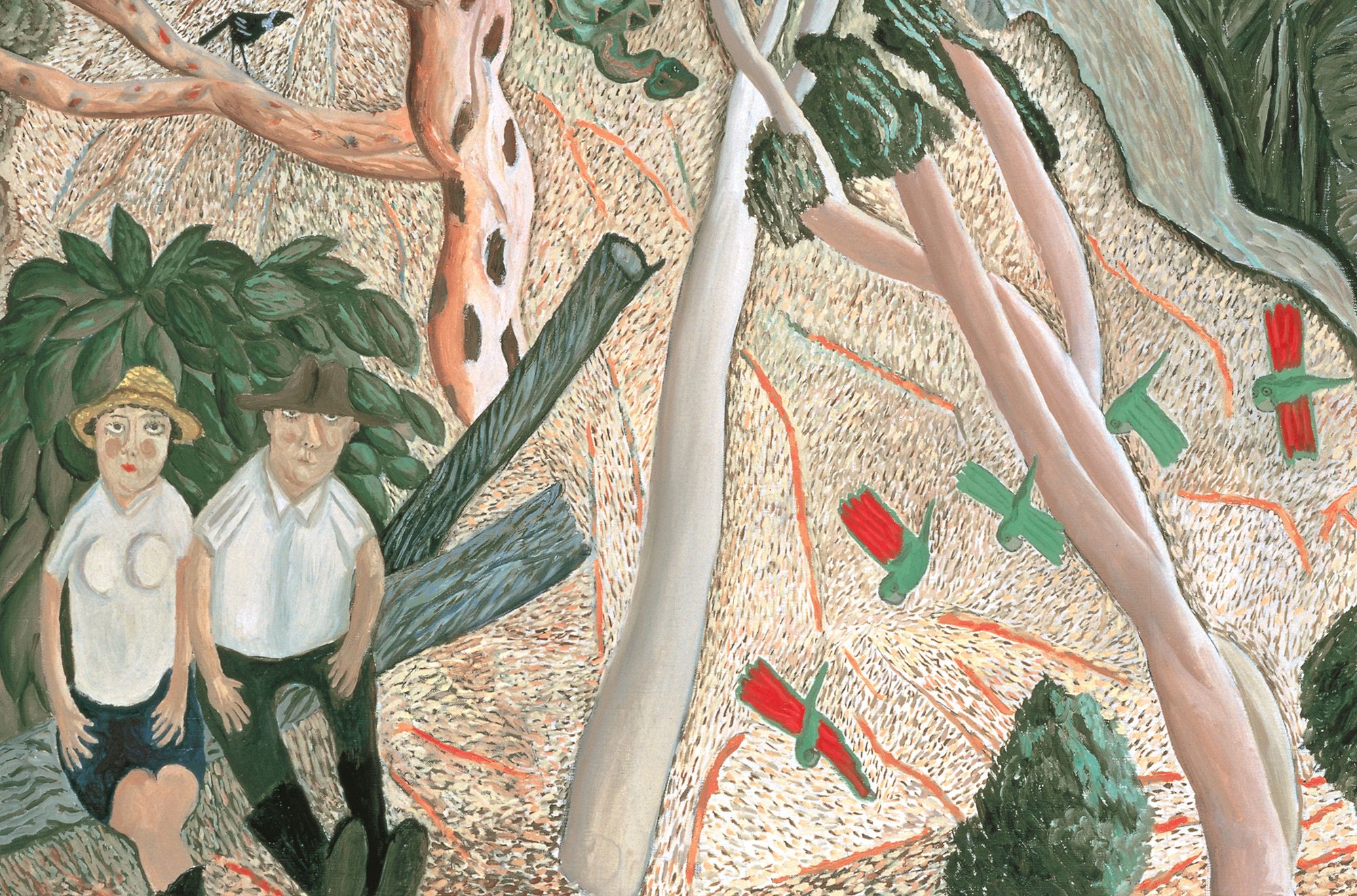 William Robinson, Queensland Australia 1936–2025 / William and Shirley, flora and fauna (detail) 1985 / Oil on canvas / 126 x 187cm / Purchased 1985 / Queensland Art Gallery | Gallery of Modern Art / © QAGOMA