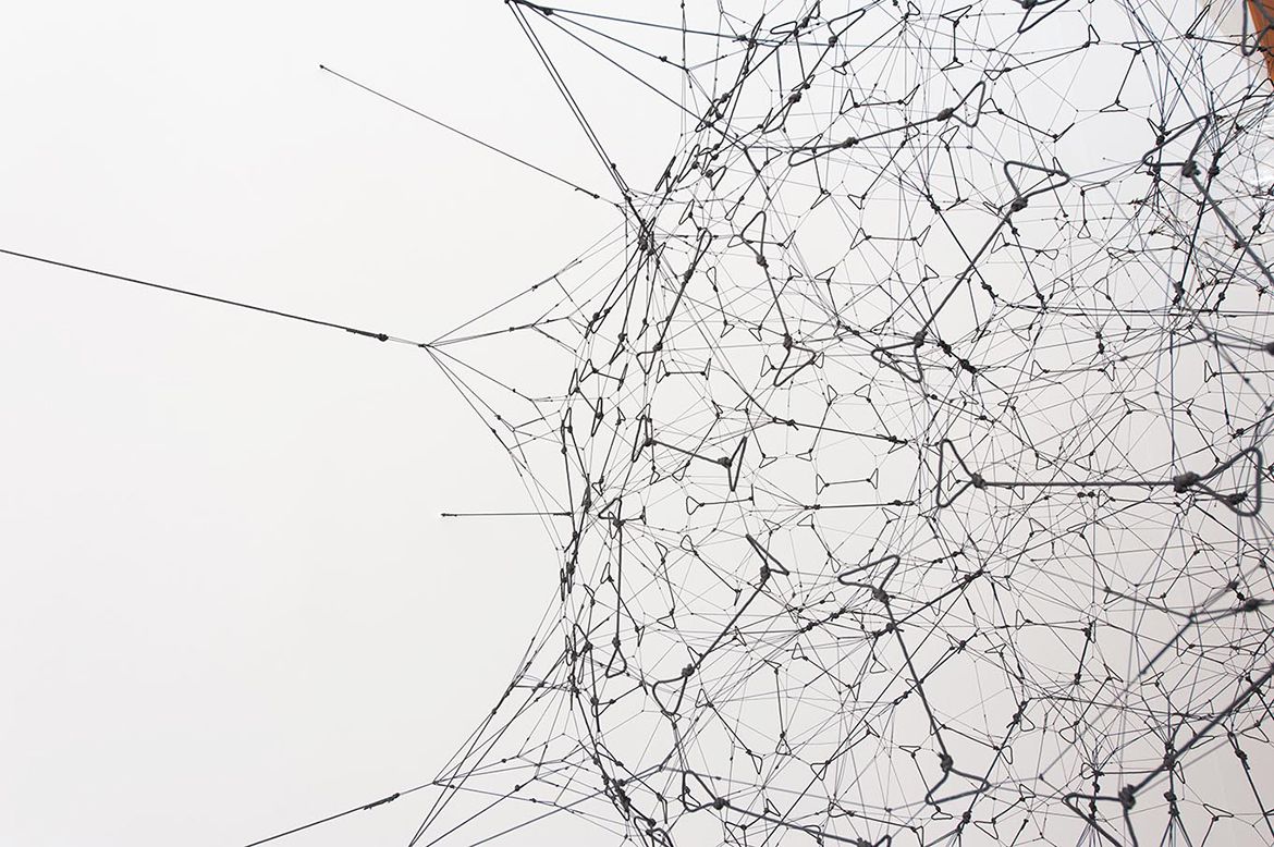 Tomás Saraceno, Argentina b.1973 / Biosphere cluster 2009 / PVC, rope, nylon monofilament, acrylic, Tillandsia plants, air pressure regulator system, hydration system / Purchased 2014 with funds from Tim Fairfax, AC, through the Queensland Art Gallery | Gallery of Modern Art Foundation / Collection: Queensland Art Gallery | Gallery of Modern Art / © Tomás Saraceno