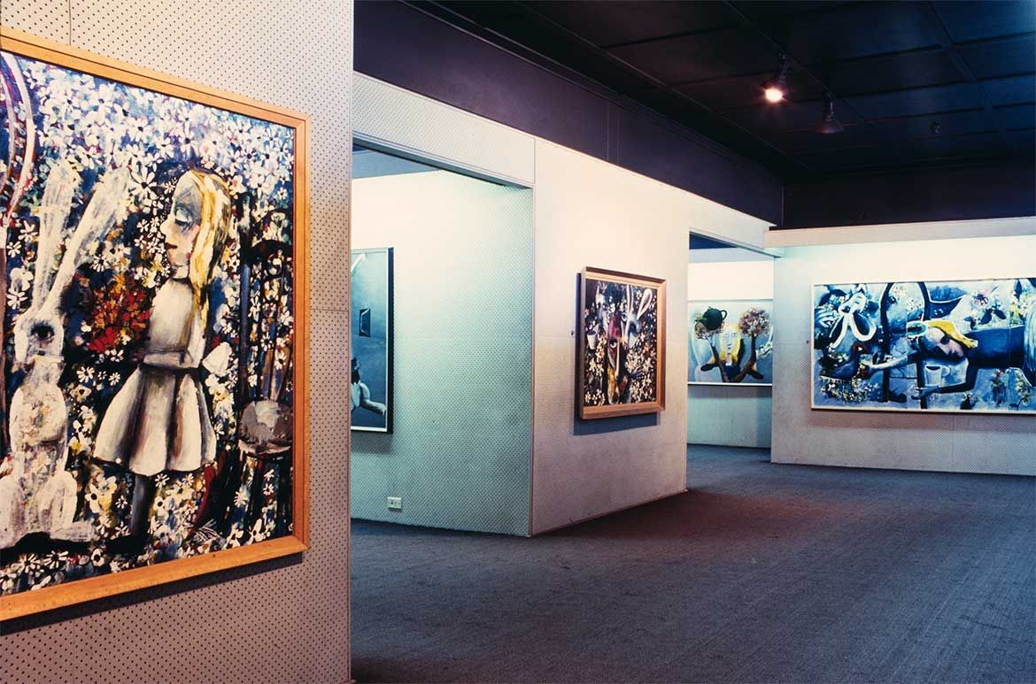 Charles Blackman’s The Blue Alice 1956-57 on display in ‘Alice in Wonderland’ at the Johnstone Gallery, Brisbane, 4-21 September 1966 / Photograph: Arthur Davenport