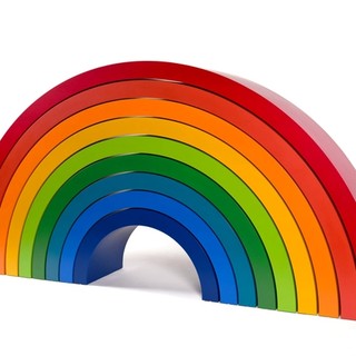 Emily Floyd / Australia b.1972 / Steiner rainbow 2006 / Two-part epoxy paint on medium-density fibreboard / Nine parts, ranging from 54 x 131 x 60cm (dark blue) to 180 x 362.5 x 60cm (deep red) / Gift of the artist through the Queensland Art Gallery Foundation 2011 / Donated through the Australian Government's Cultural Gifts Program / Collection: QAGOMA, Brisbane / © Emily Floyd / Courtesy: The artist and Anna Schwartz Gallery