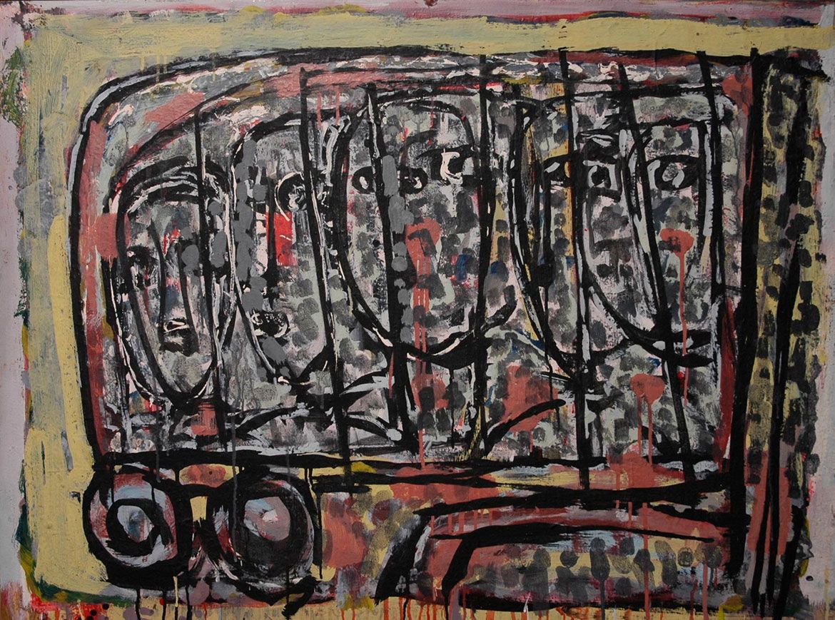Visible light / Ian Fairweather, Scotland/Australia 1891-1974 / Bus stop 1965 / Gouache on cardboard on board / 72.5 x 97.5cm / Gift of the Josephine Ulrick and Win Schubert Foundation for the Arts through the Queensland Art Gallery Foundation 2012. Donated through the Australian Government’s Cultural Gifts Program / Collection: Queensland Art Gallery | Gallery of Modern Art / © Ian Fairweather/ DACS/ Copyright Agency