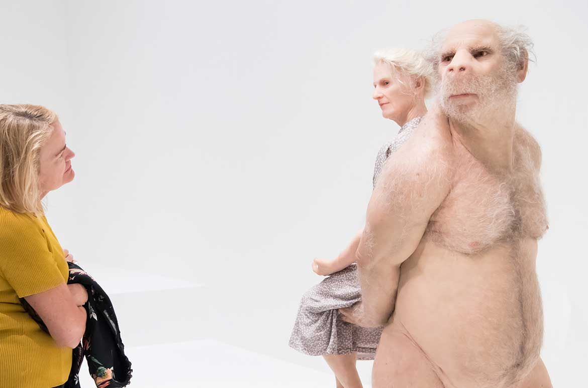 Patricia Piccinini, Australia b.1965 / The Carrier 2012 / Silicone, fibreglass, human hair, animal fur / ed. 1/1 + 1 AP / 170 x 115 x 75cm / Lyon Collection, Lyon Housemuseum, Melbourne / © The artist