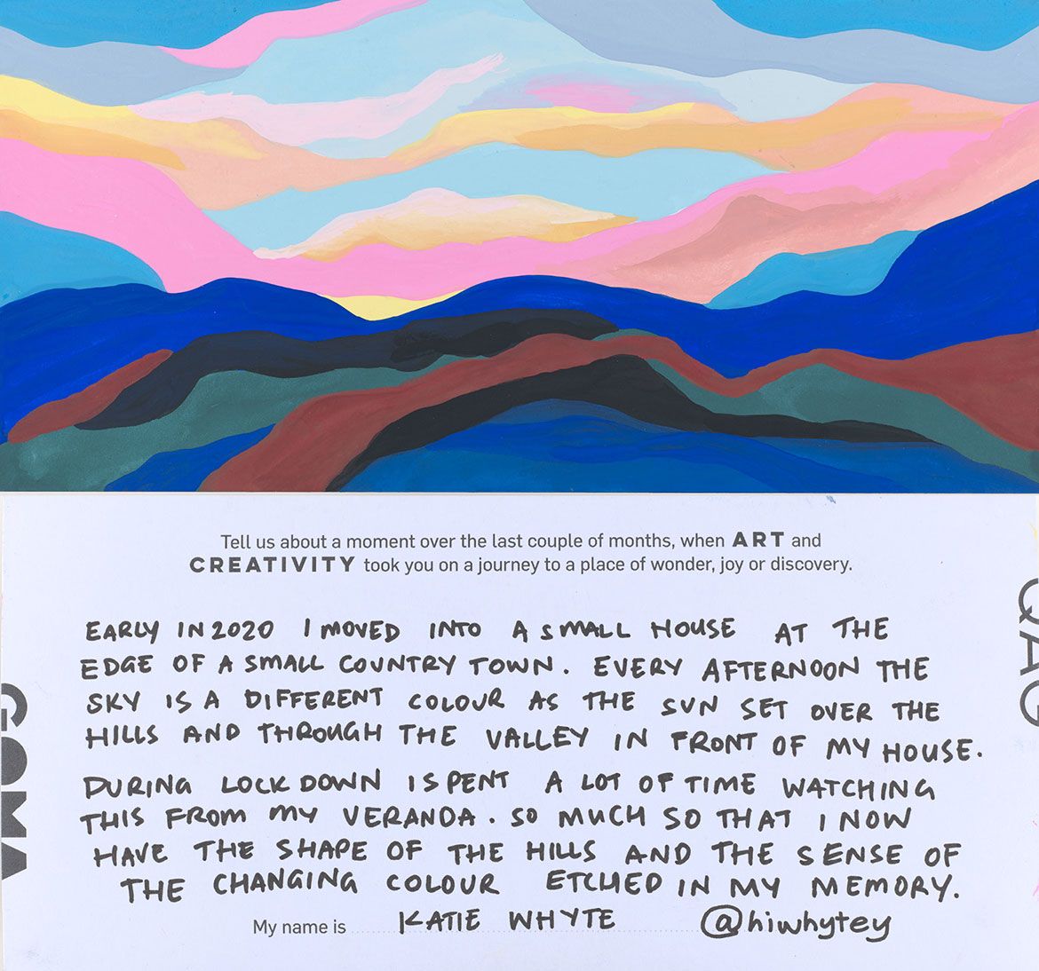 Art Pal Postcard submission by Katie Whyte