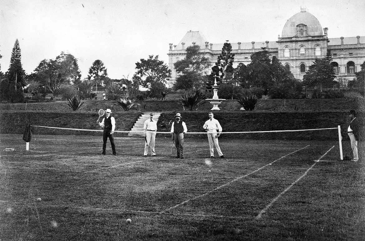 Queensland club tennis court in the botanic gardens in Brisbane, c.1885 / Courtesy: John Oxley Library, State Library of Queensland, Brisbane