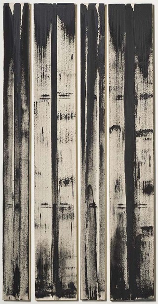 MacPHERSON, Robert Australia b.1937 Scale from the tool (from ‘Scale from the tool’ series) 1976 Synthetic polymer paint on canvas Two panels: 176 x 15.8cm (each); two panels: 176 x 24.8cm (each) Acc. 1996.135a-d Purchased 1996. Queensland Art Gallery Foundation