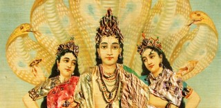 Raja Ravi Varma, India 1848–1906 / Ravi Varma Press, Karla-Lonavla, India / Sheshnarayan printed 1894–1930 / Oleograph with Zardosi embroidery / 50.8 x 35.56cm / Purchased 2024 with funds from the Henry and Amanda Bartlett Trust through the QAGOMA Foundation / Collection: Queensland Art Gallery | Gallery of Modern Art