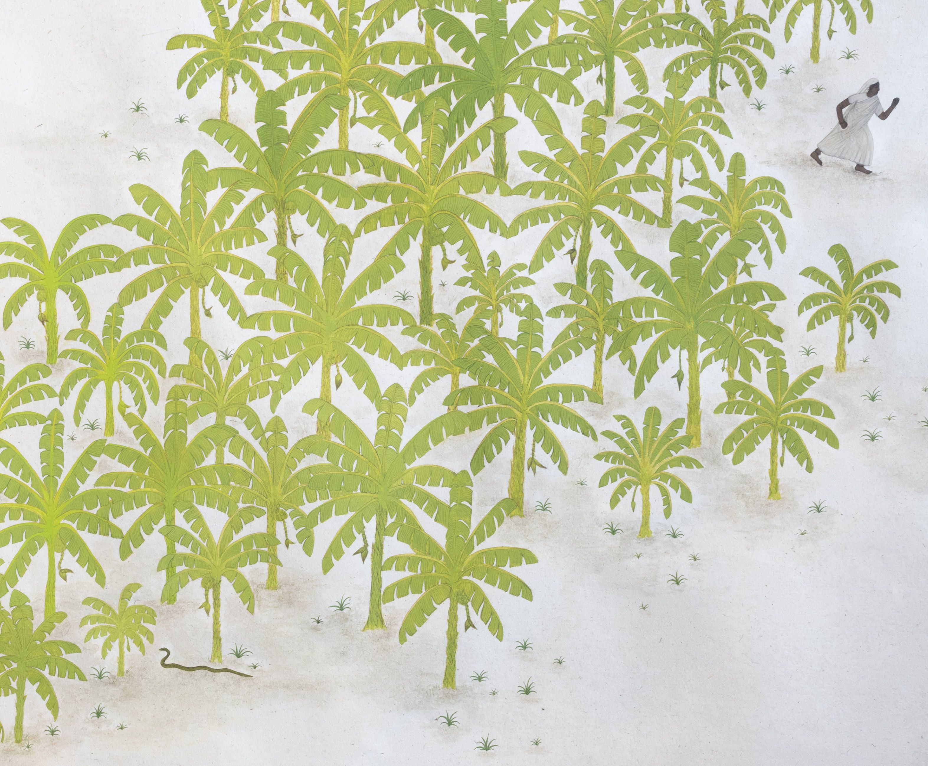 Sancintya Mohini Simpson / Australia, b.1991 / kūlī / khulā 2024 / Colour on wasli paper / 9 wasli scrolls: 40cm x 400cm (each) Installed dimensions 130cm x 1210cm (approx.) / Courtesy: The artist and Milani Gallery, Meanjin/Brisbane
