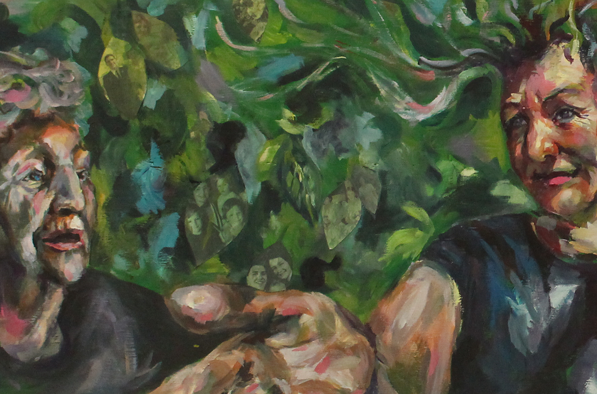 Marley Russell, Highfields State Secondary College
Australia b.2004 / (Inter-)connected 2021 / Synthetic polymer paint and collage on board / © Marley Russell