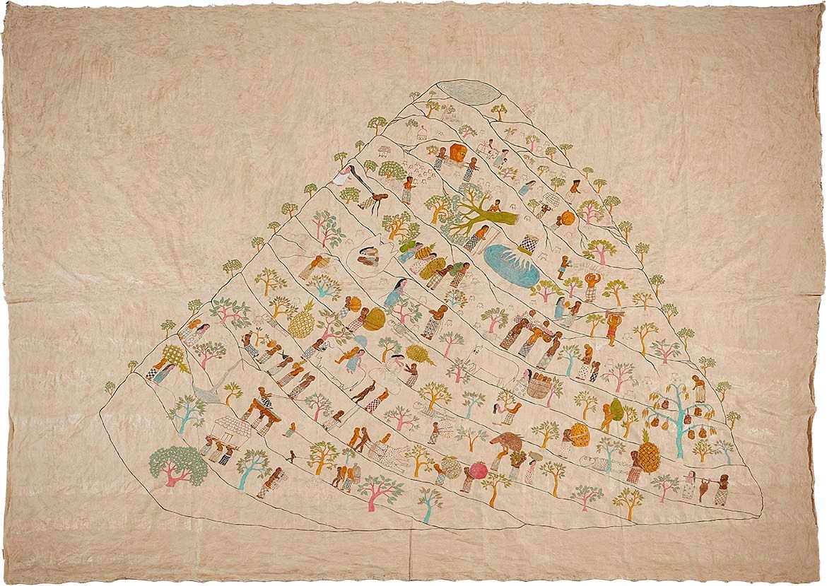 JUMAADI, Indonesia/Australia b.1973 / Mountain high (peziara peziara) 2021 / Synthetic polymer paint on cotton cloth primed with rice paste / 311 x 382cm / © JUMAADI / Courtesy: The artist; Jan Manton Gallery, Brisbane; and King Street Gallery, Sydney