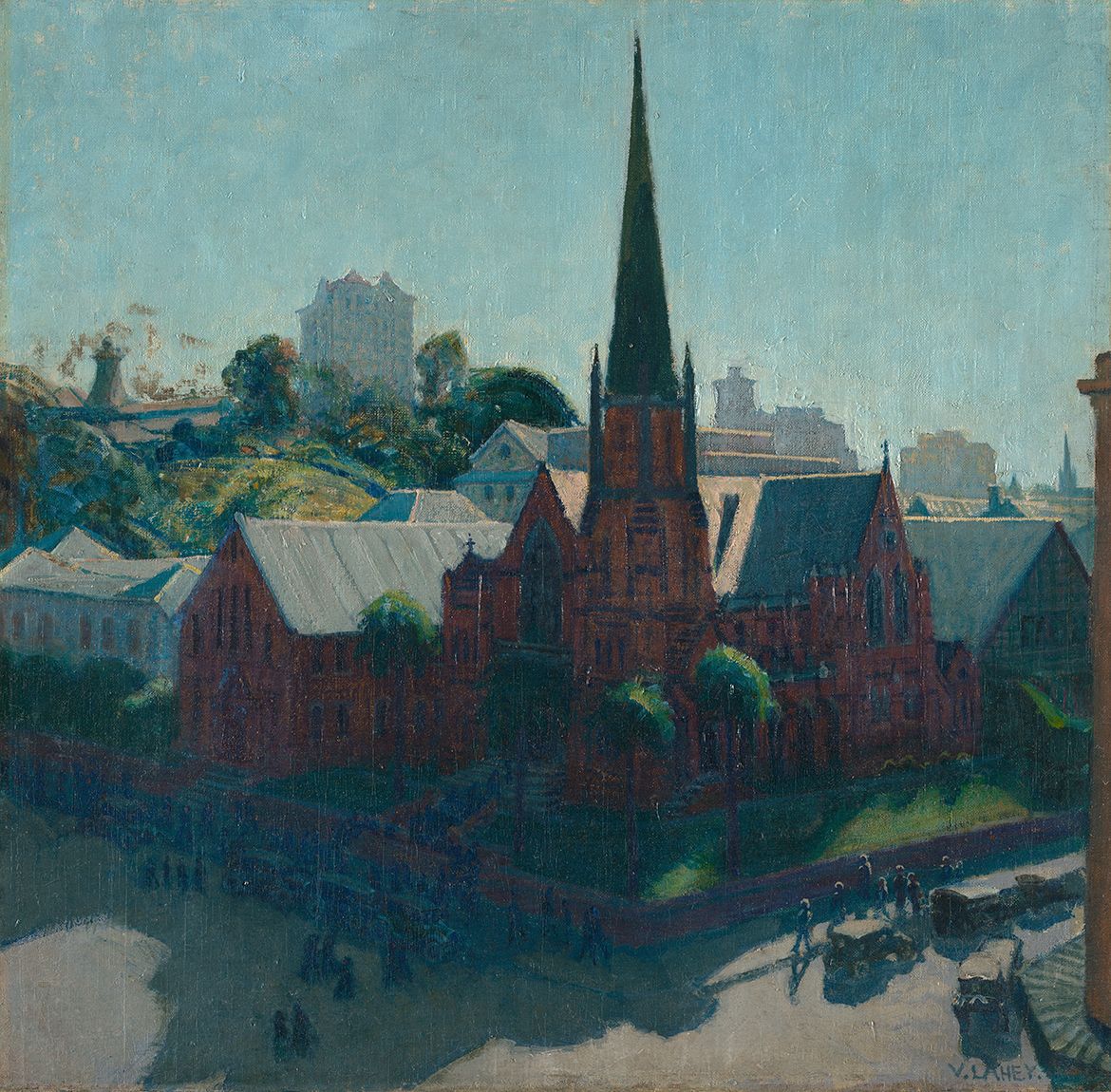 Vida Lahey, Australia 1882-1968 / Wintry sunshine 1931-32 / Oil on canvas on board / 56 x 56cm / Purchased 2022 with funds from the Bequest of James F Bowler through the QAGOMA Foundation / Collection: Queensland Art Gallery | Gallery of Modern Art / © QAGOMA