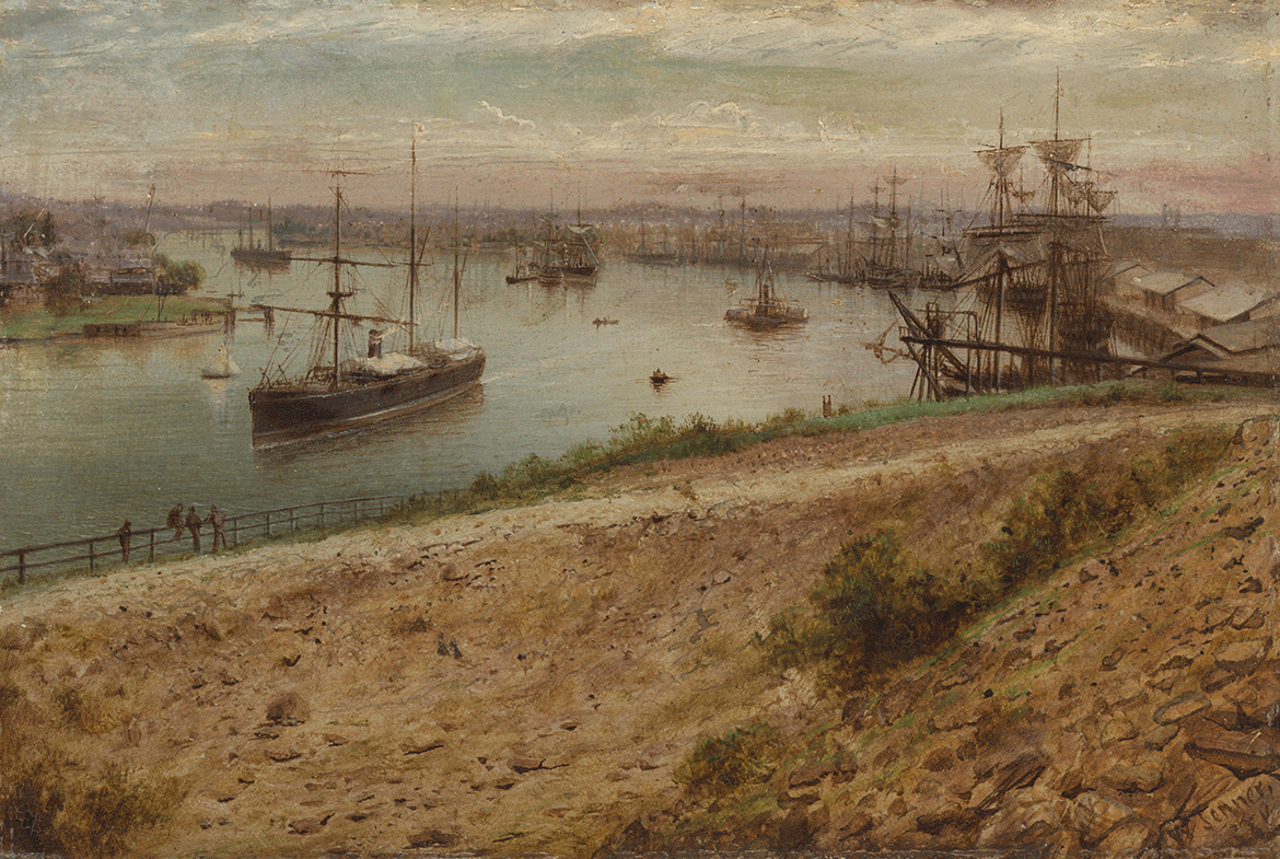 Isaac Walter Jenner, England/Australia 1836-1902 / Brisbane from Bowen Terrace, New Farm 1888 / Oil on board / 14.5 x 21.8cm / Purchased 1995. QAG Foundation / Collection: Queensland Art Gallery | Gallery of Modern Art