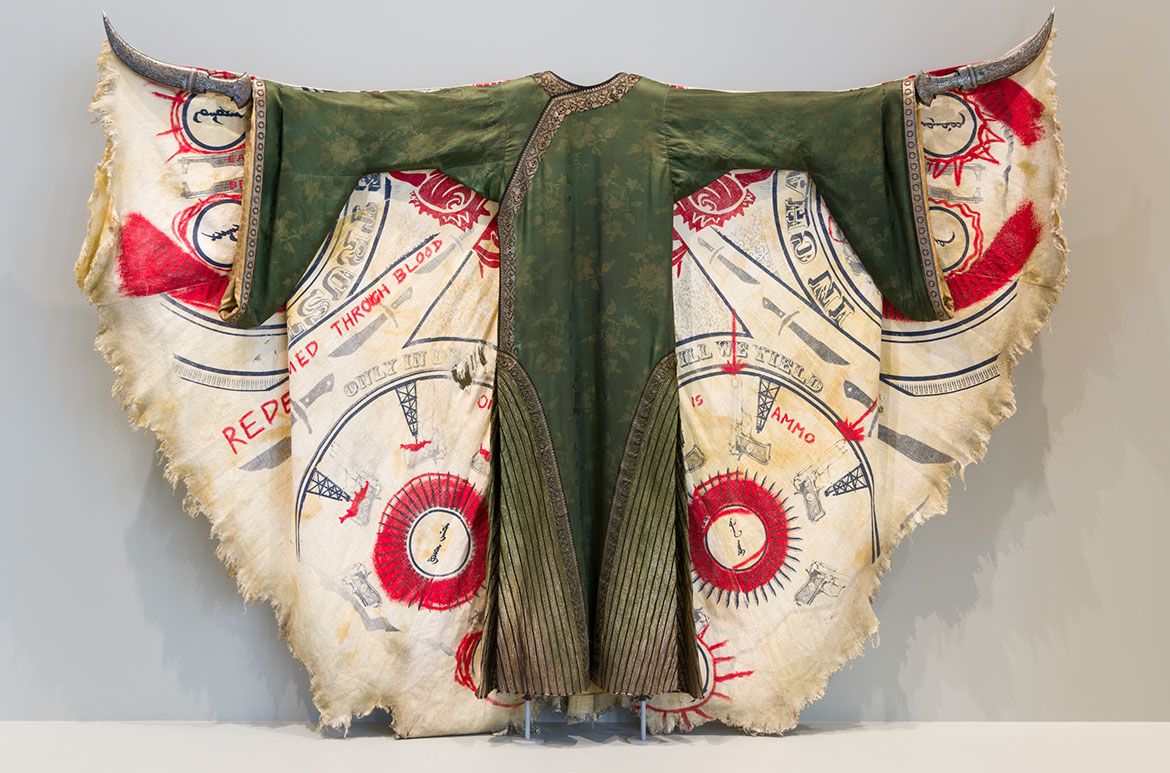 Installation view of the Mandarin costume worn by Ben Kingsley in Iron Man 3 2013, ‘Marvel: Creating the Cinematic Universe’, GOMA 2017 / © 2017 MARVEL / Photograph: Natasha Harth © QAGOMA