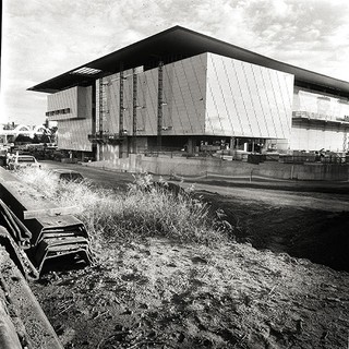 GOMA construction Photograph by Peter Liddy Camera scan of black and white medium format negative