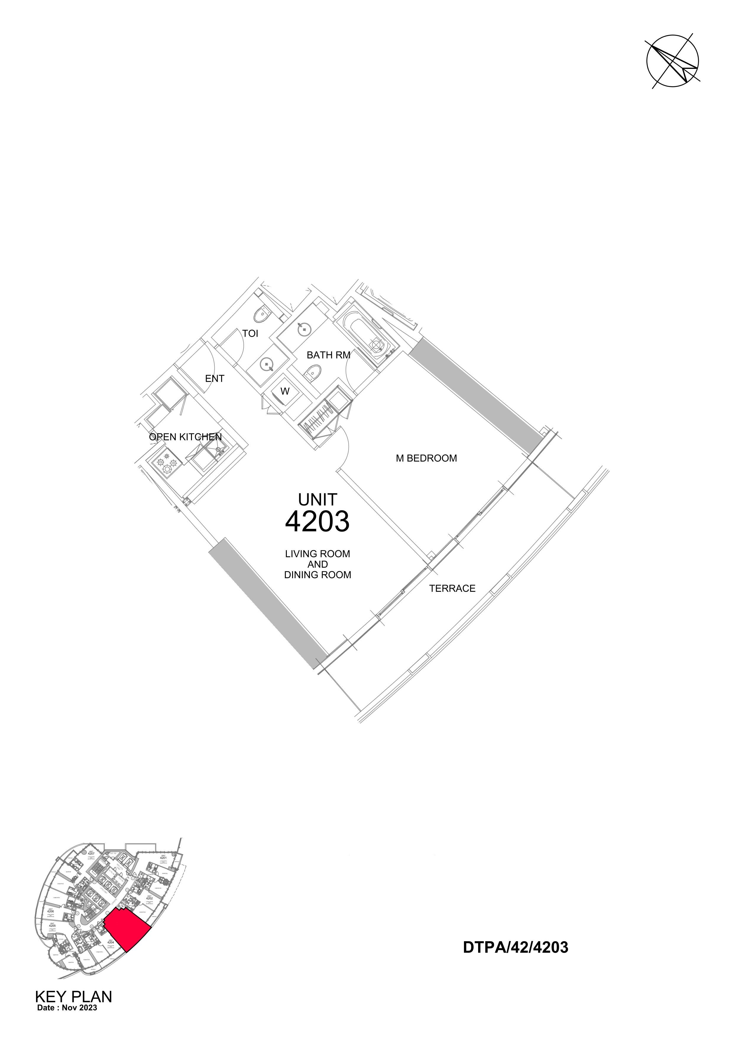 1BR Floor Plan - داماك تاورز من باراماونت هوتيلز آند ريزورتس دبي