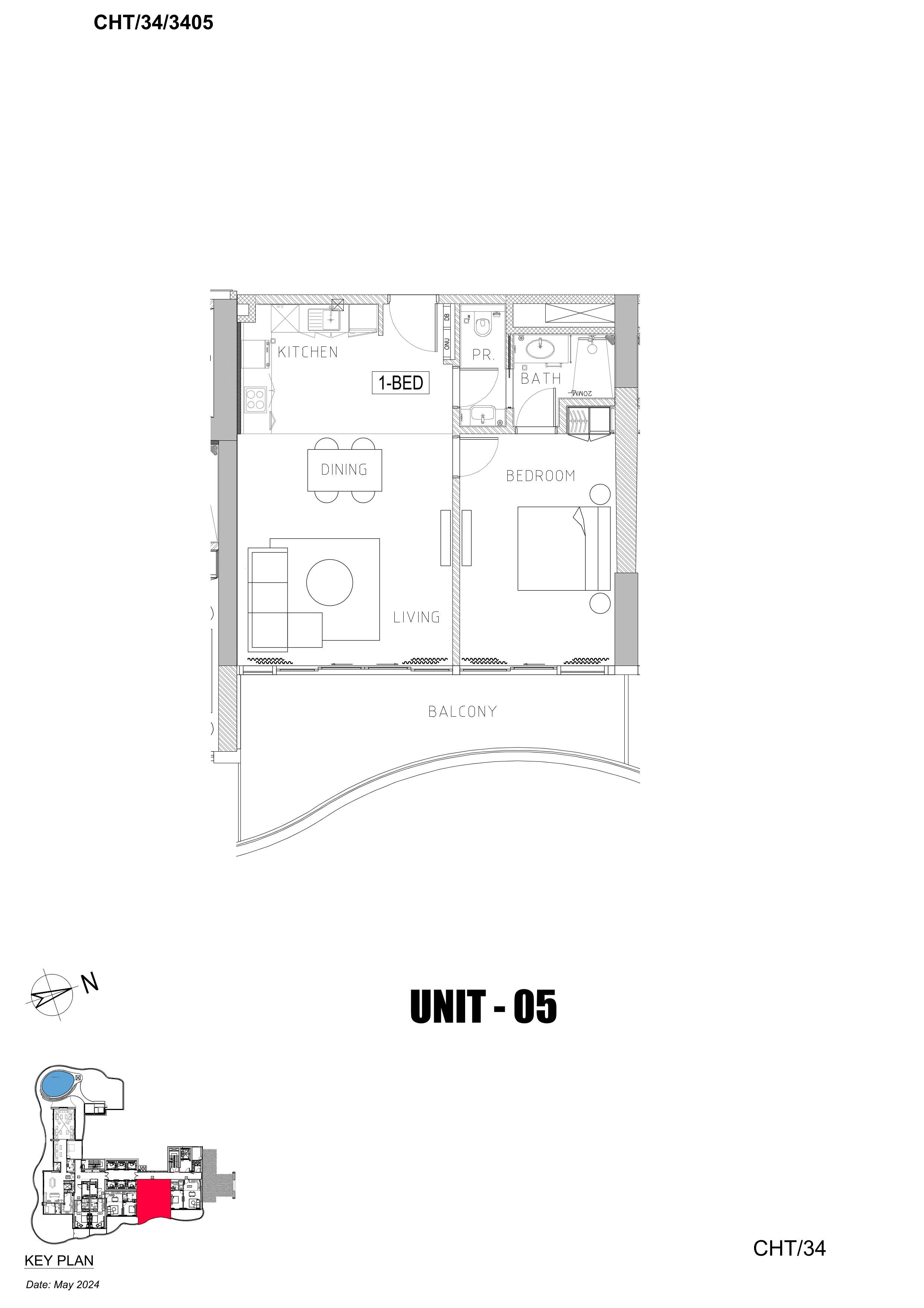 1BR Floor Plan - شيك تاور من دي غريسوغونو