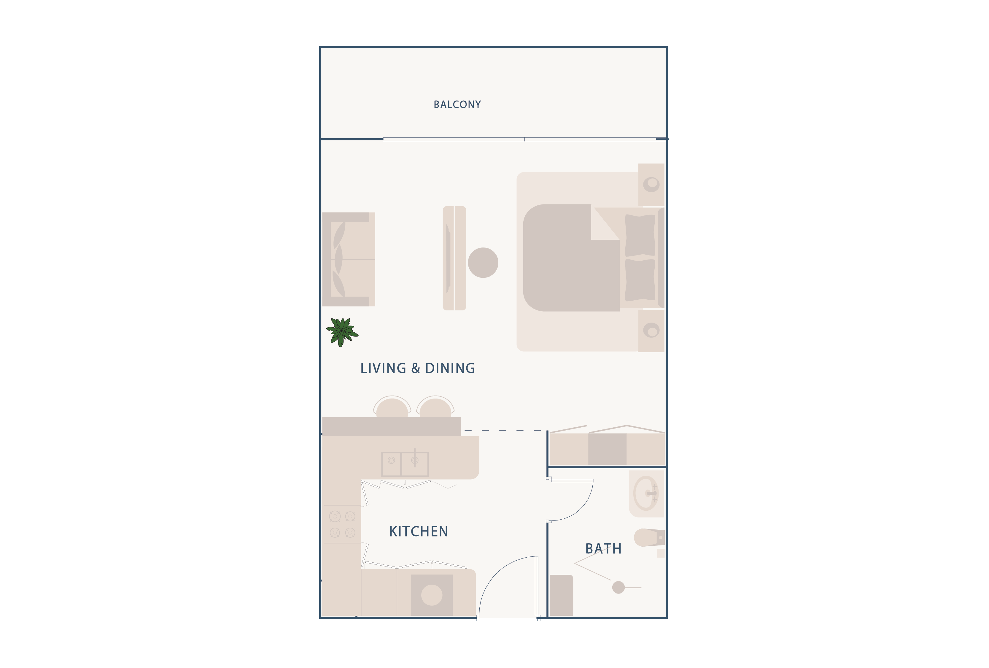 Studio Floor Plan - بيتش ووك ريزيدنس من امتياز (Beach Walk Residence by Imtiaz)