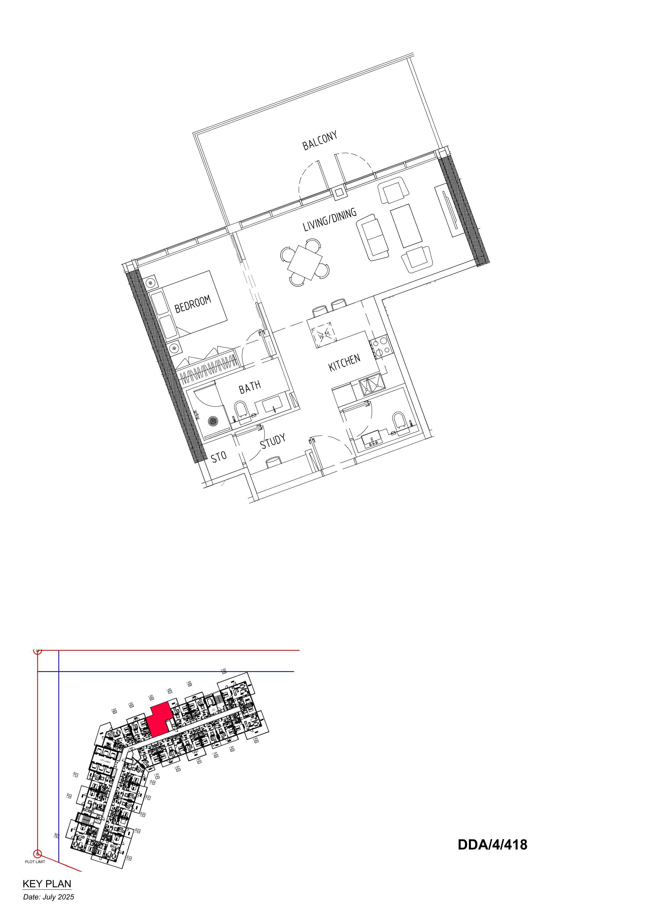1BR Floor Plan - DAMAC District