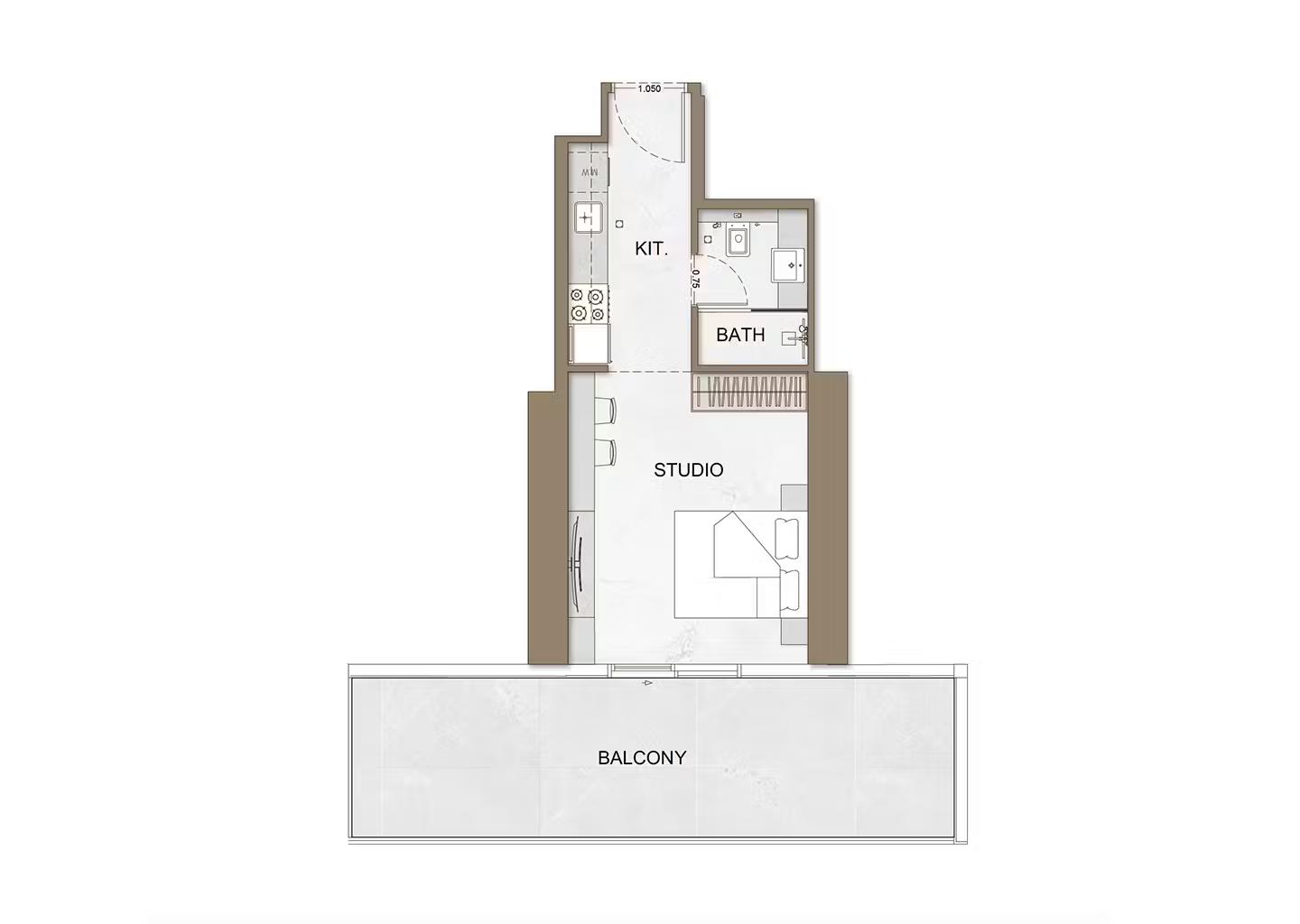 Studio Floor Plan - Binghatti Skyhall