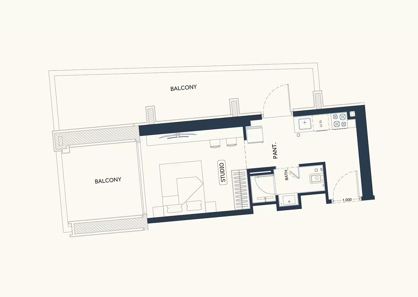 Studio Floor Plan - Binghatti Elite