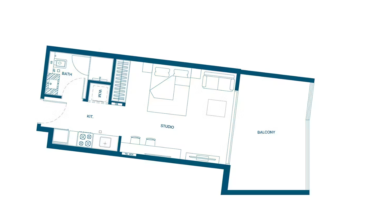 Studio Floor Plan - بن غاطي أورورا