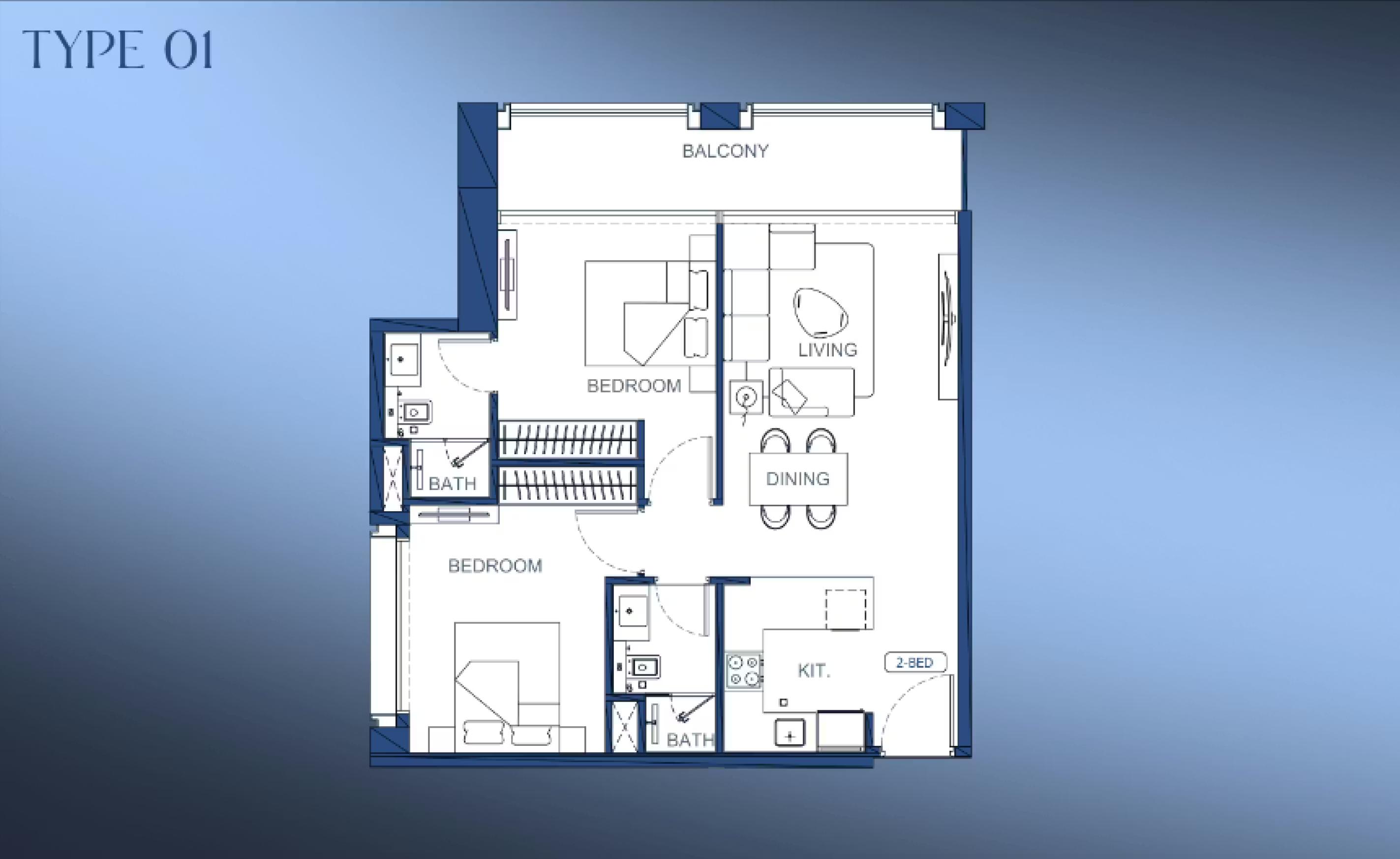 Studio Floor Plan - Binghatti Starlight