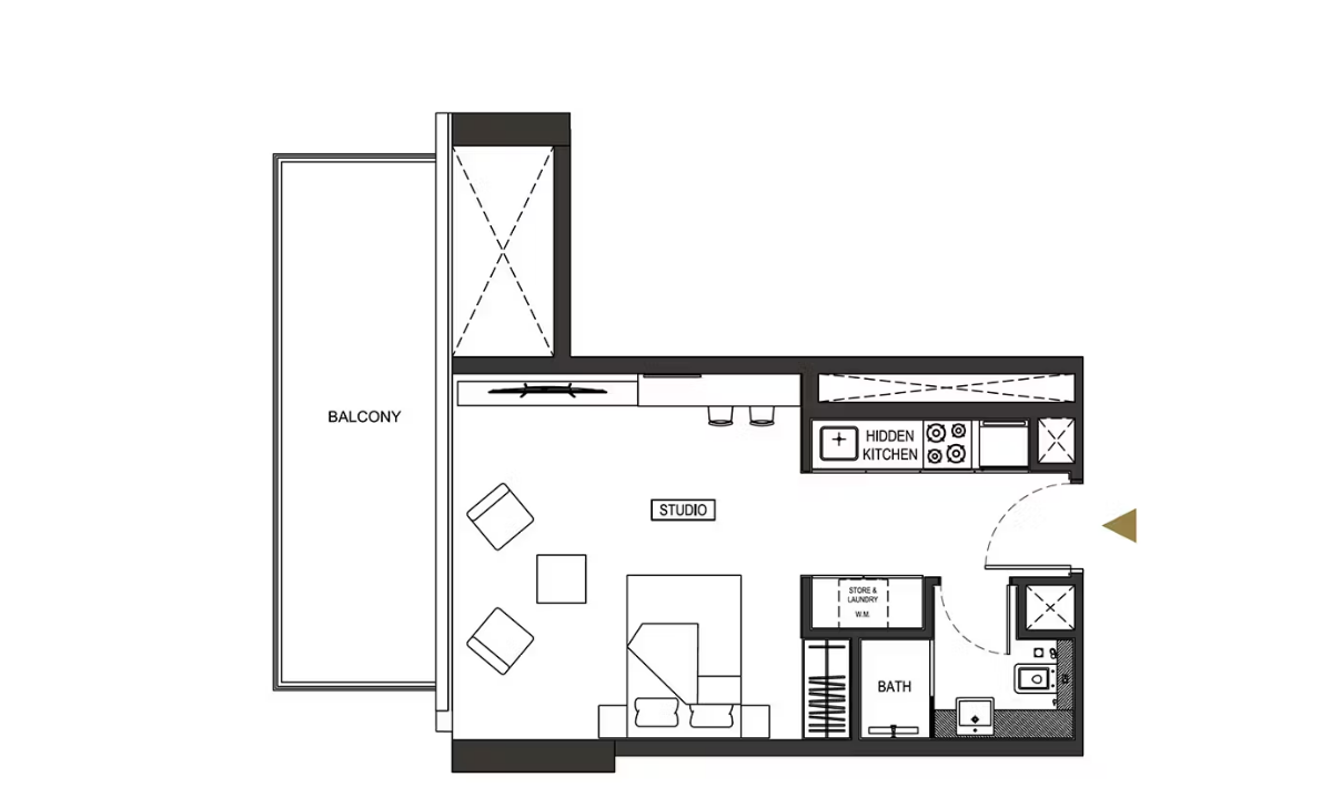 Studio Floor Plan - Binghatti Phoenix