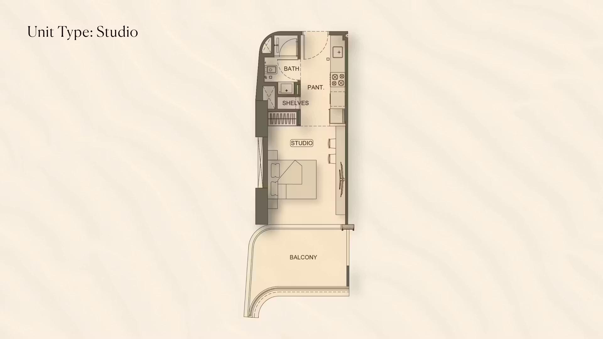Studio Floor Plan - Binghatti Hillside