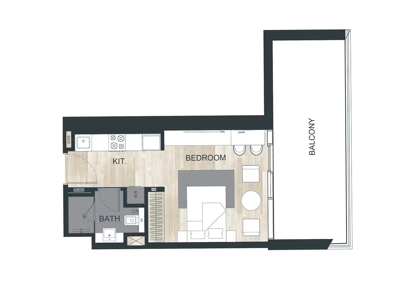 Studio Floor Plan - بن غاطي غوست
