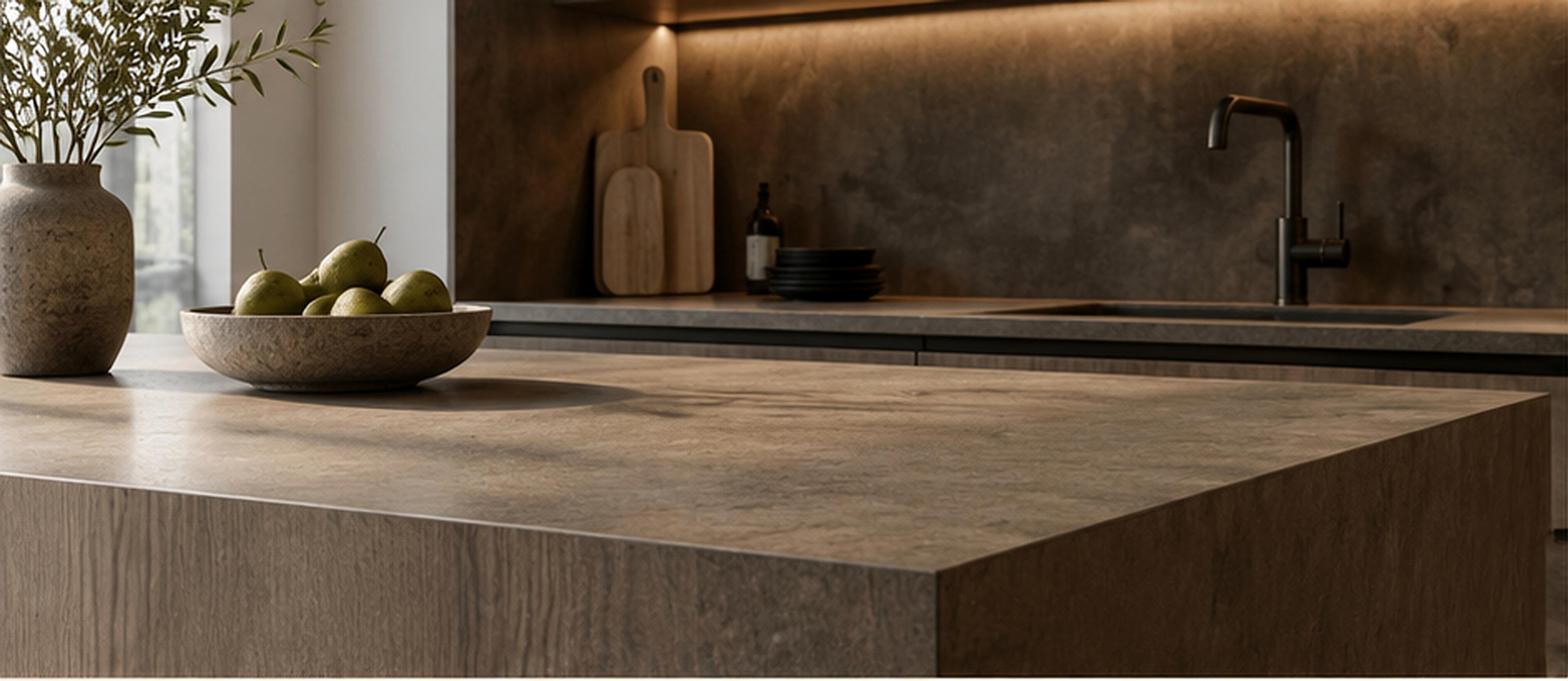 Kitchen worktops in a finished interior