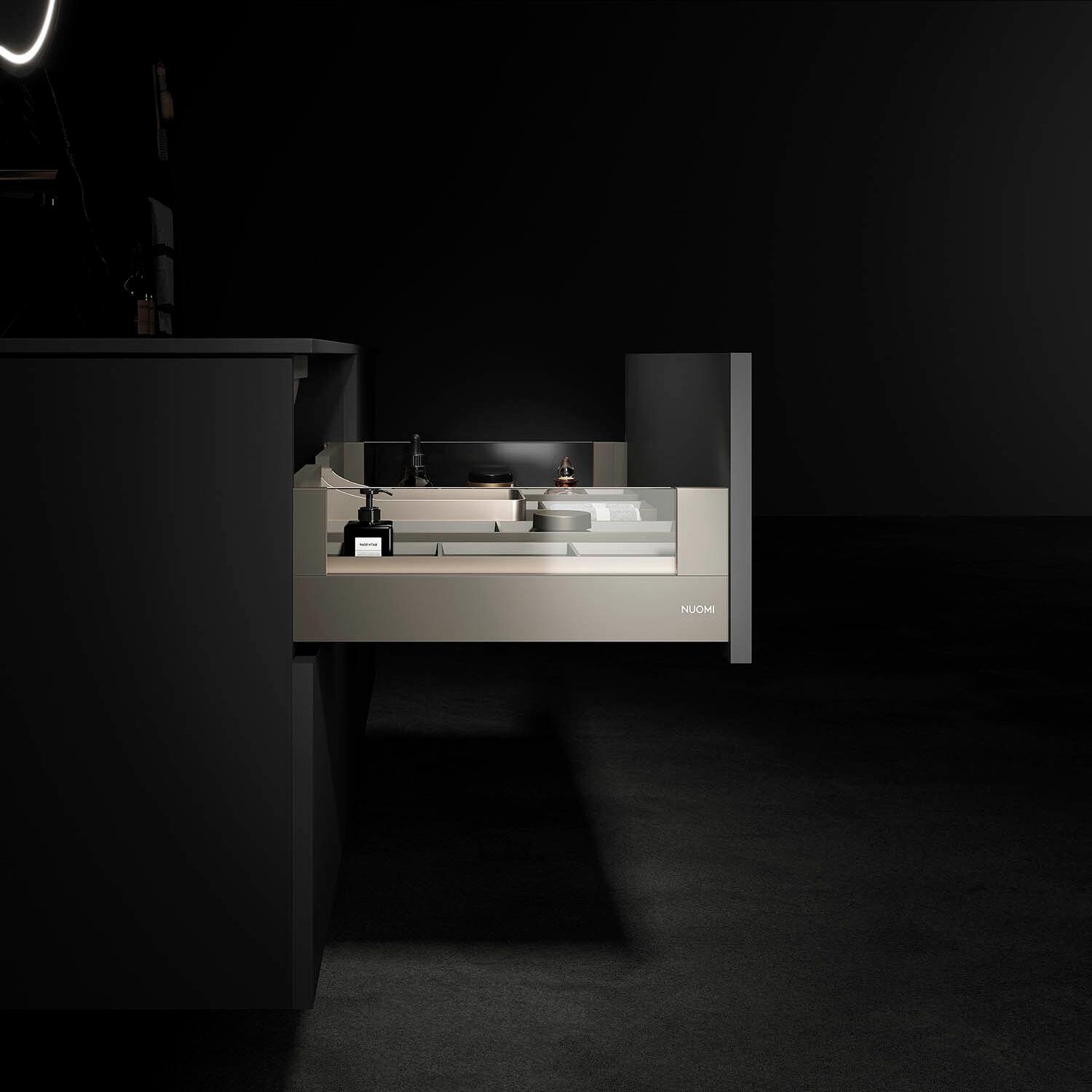 Jane Series Mid-height Glass Lighting Drawer Box, furniture fitting by Nuomi