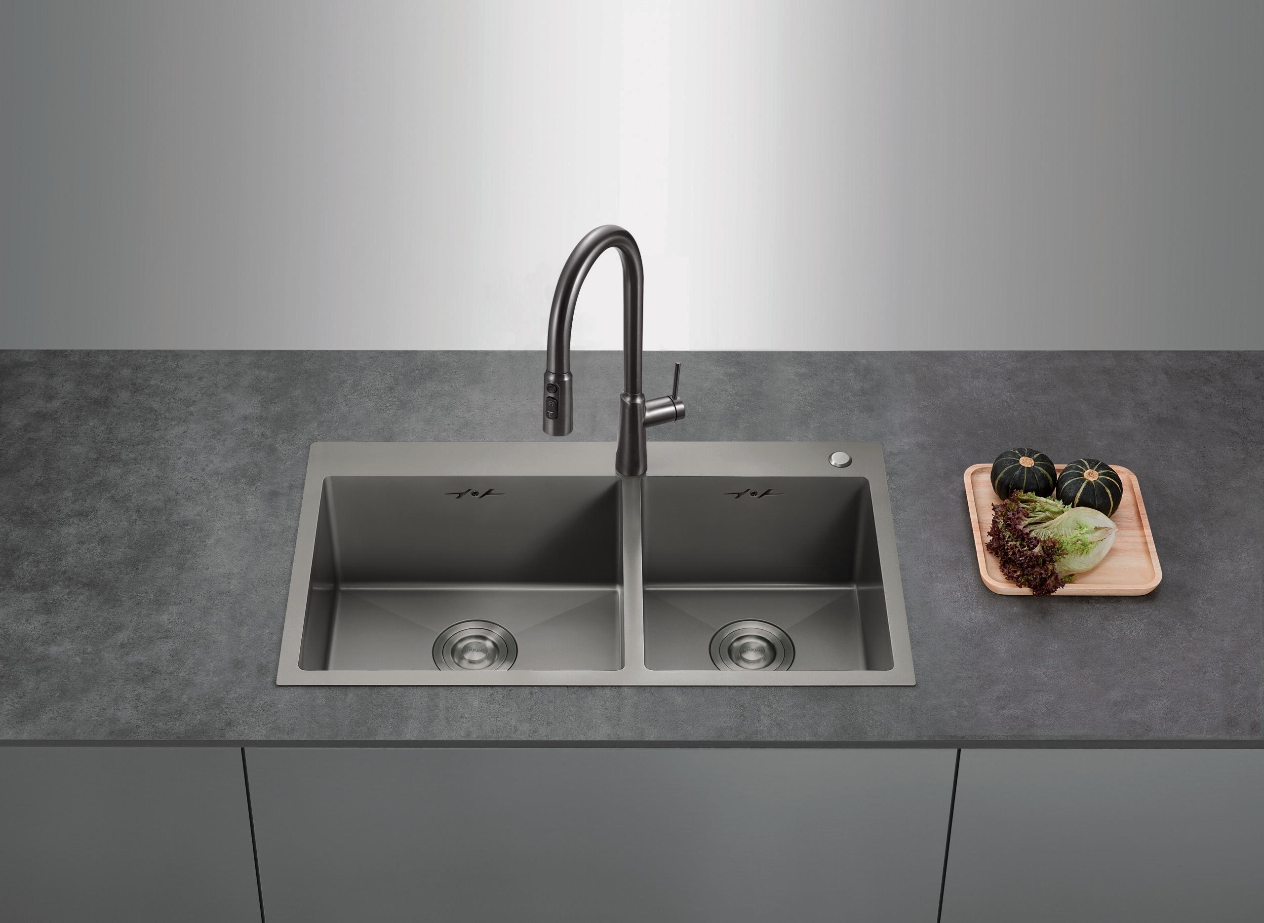 NANO PLATED BERTHA SINK DOUBLE-BOWL, aksesor mobiliesh, nga Nuomi
