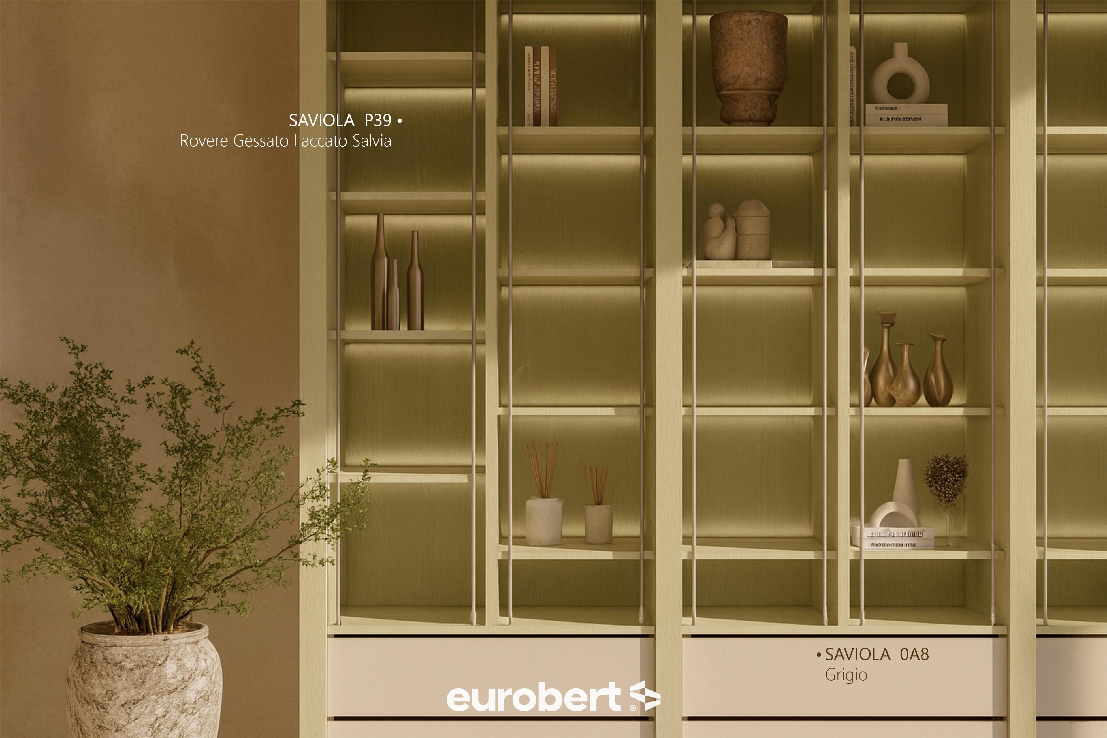 P39 Rovere Gessato Laccato Salvia melamine chipboard by Saviola, view 2