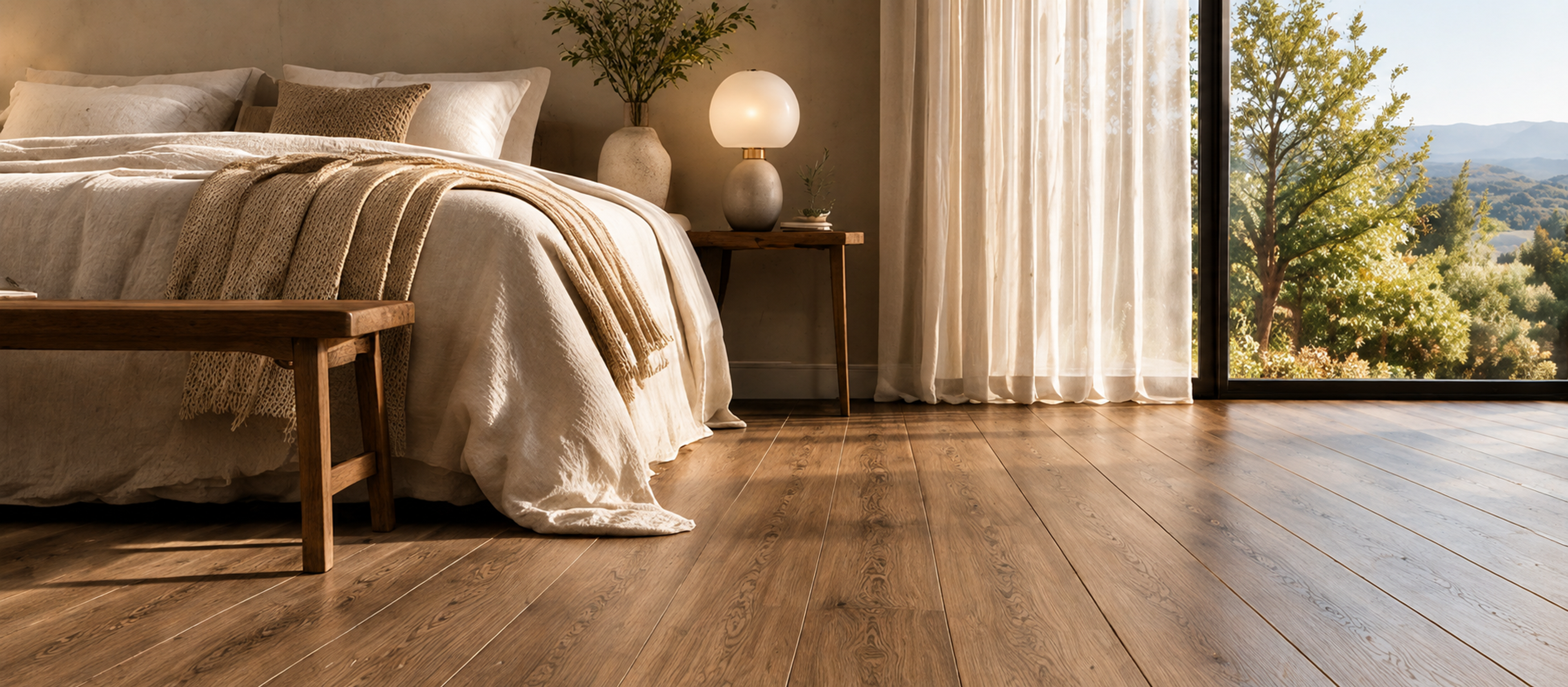 Flooring in a finished interior
