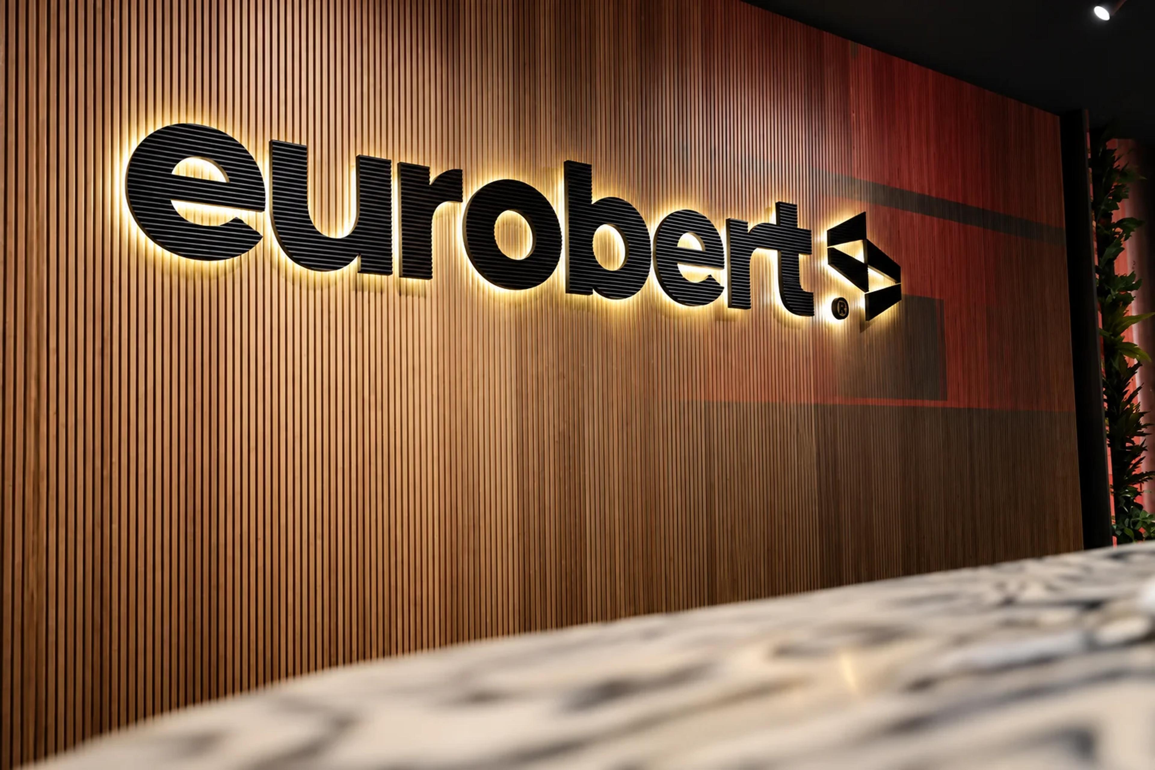 The Eurobert wordmark on the showroom's timber wall