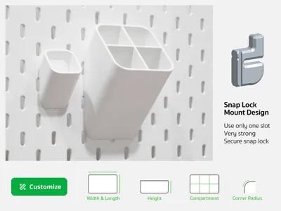 Customizable Skadis Tilt Bin (Parametric) - Free 3D Print Model - MakerWorld view 1