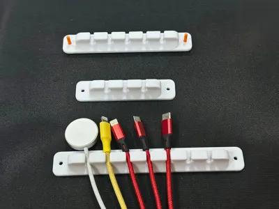 Desktop Cable Holder - Adhesive or Screw Mount - Free 3D Print Model - MakerWorld view 1